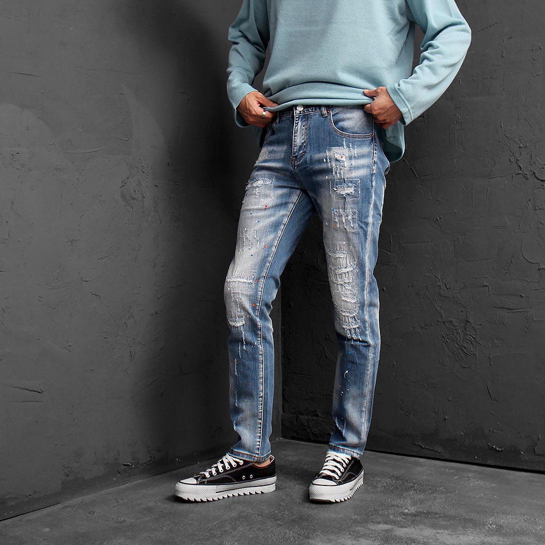通販の人気 Vintage Reproduction Damage Denim Jeans