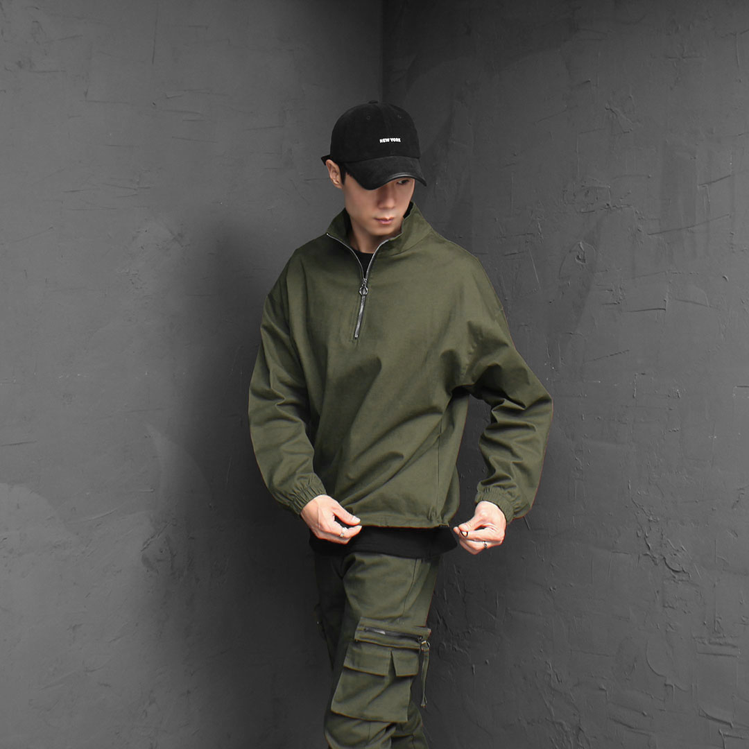 Hooded cargo cheap drawstring anorak jacket