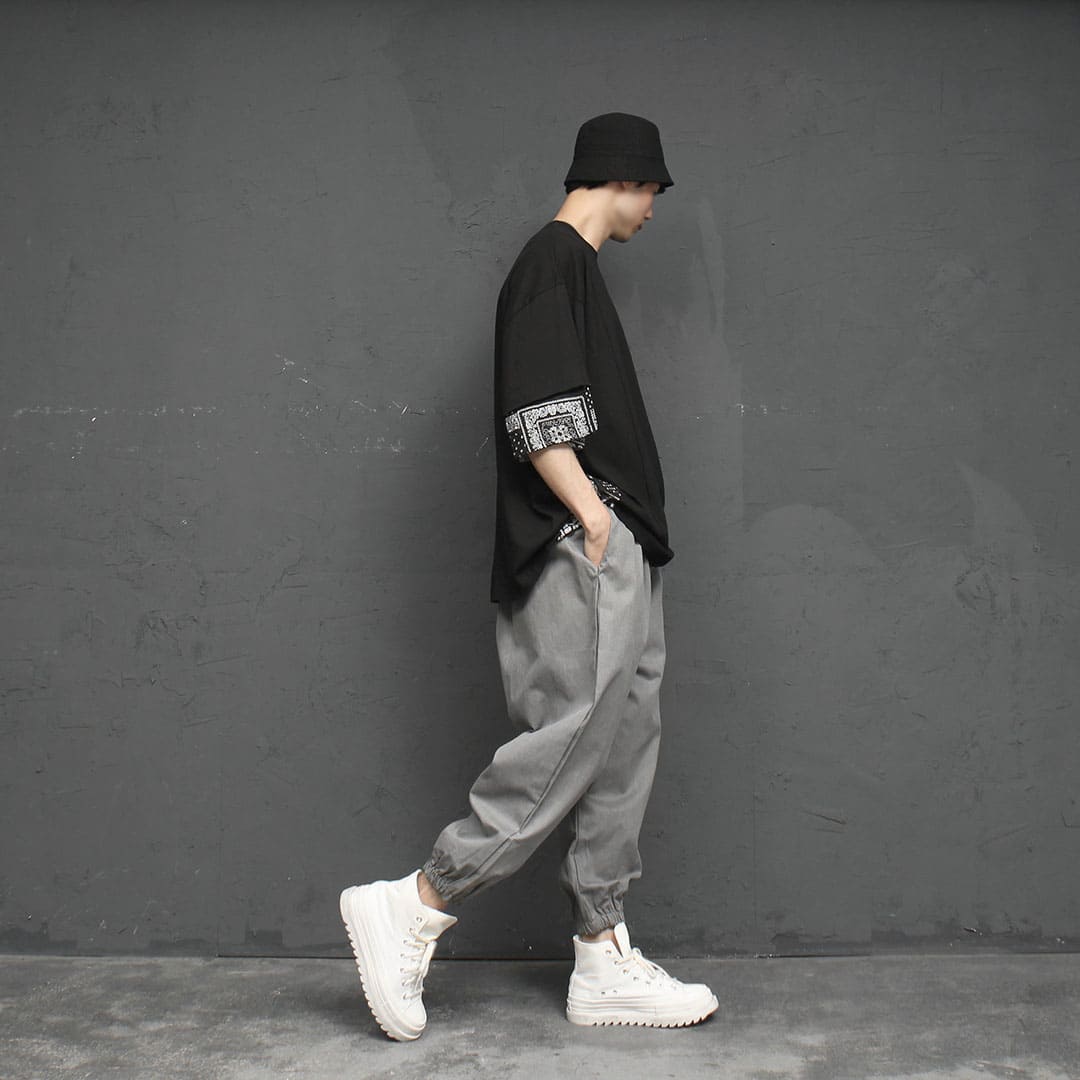 Vintage Wide Elastic Waistband Baggy Pants 2893 - Gentler