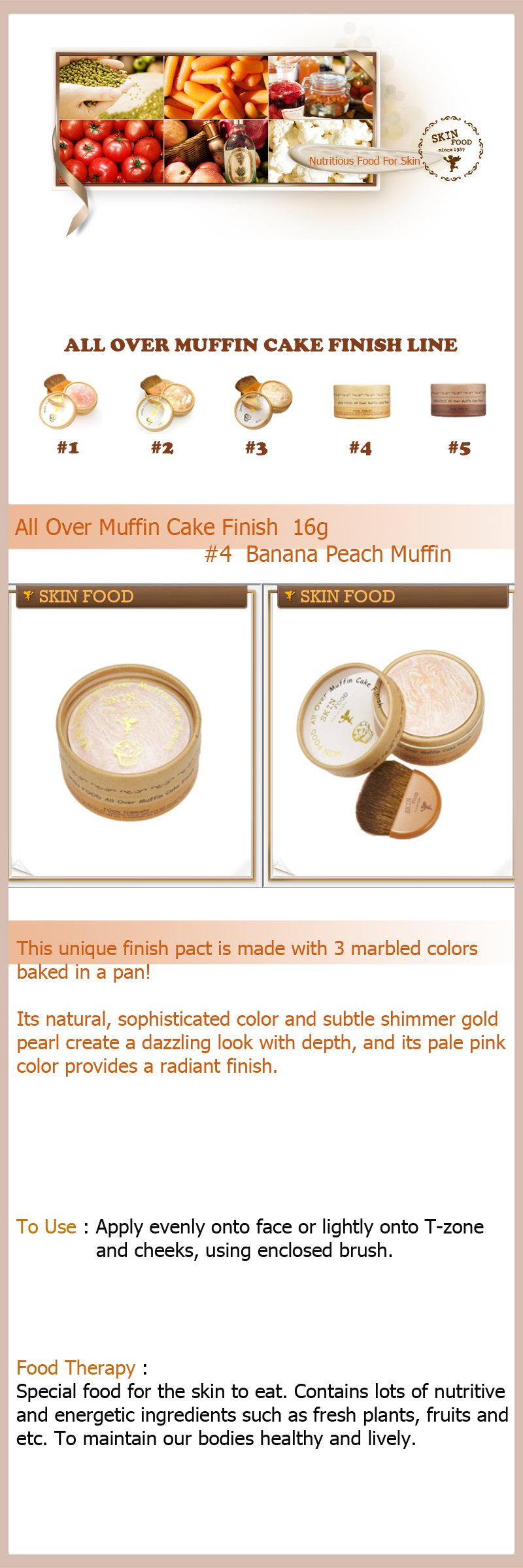 SKIN FOOD All Over Muffin Cake Finish #4 Banila Peach  