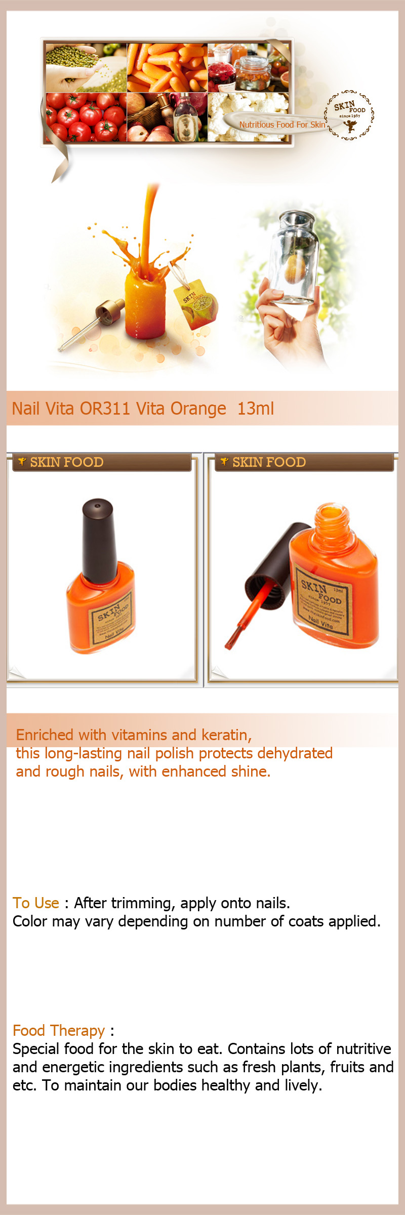 SKIN FOOD Nail Vita OR311 Vita Orange 13ml  