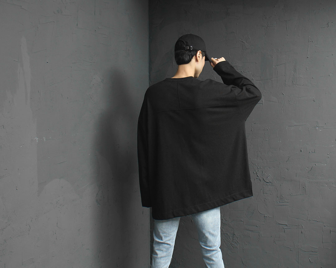 Black Cotton Split Hem Oversized T-Shirt