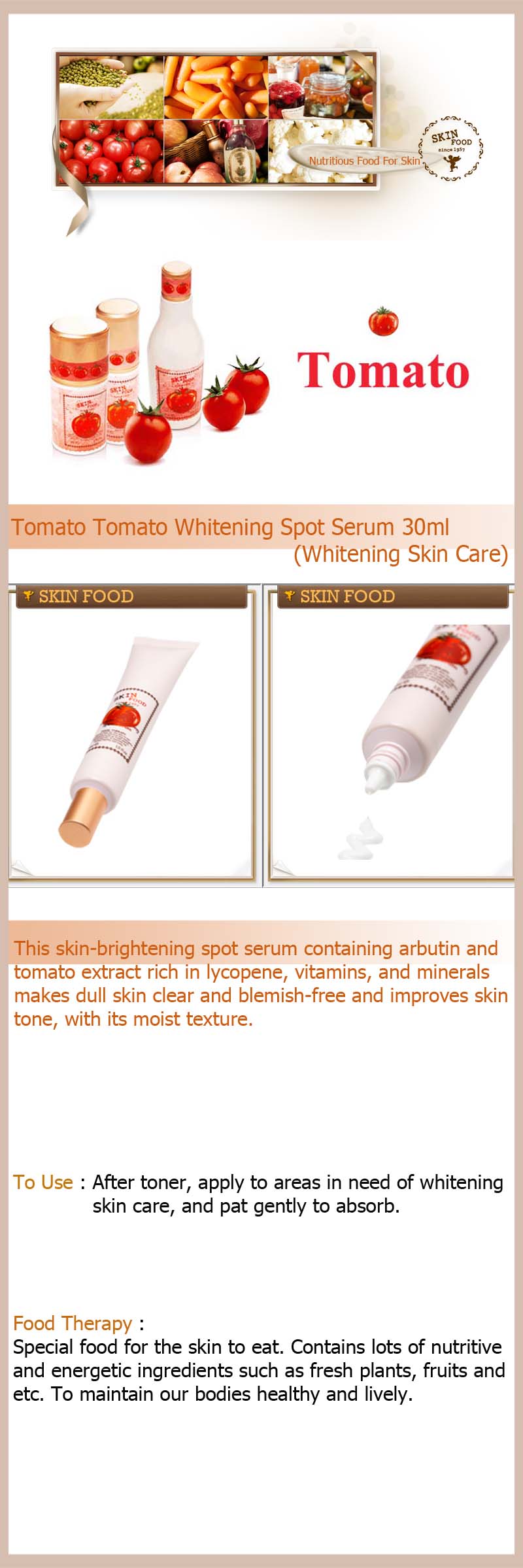 SKIN FOOD Tomato Whitening Spot Serum 30ml  