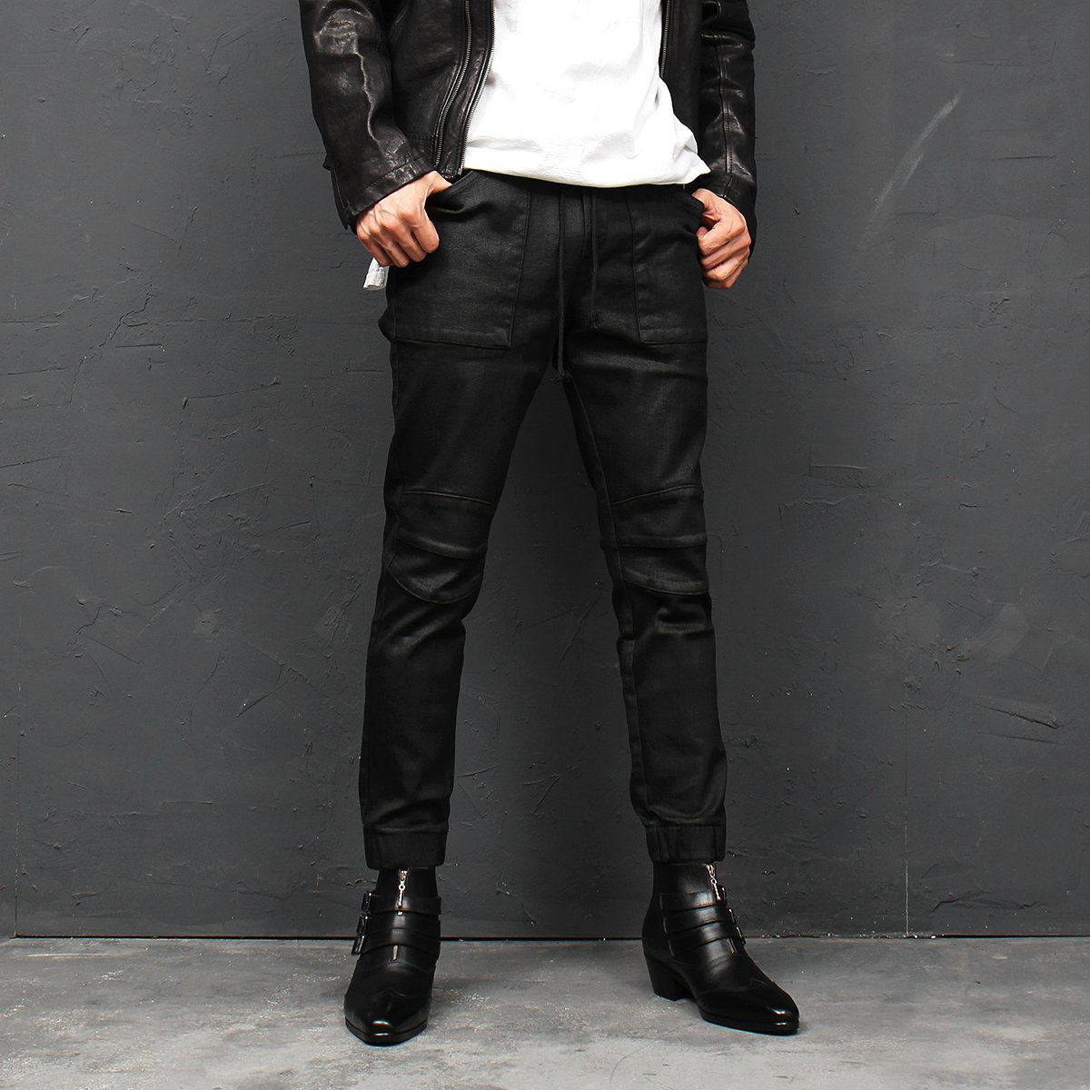 black jean jogger pants