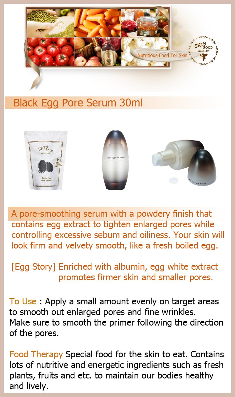 SKIN FOOD Black Egg Pore Serum 30ml + Gift Sample  