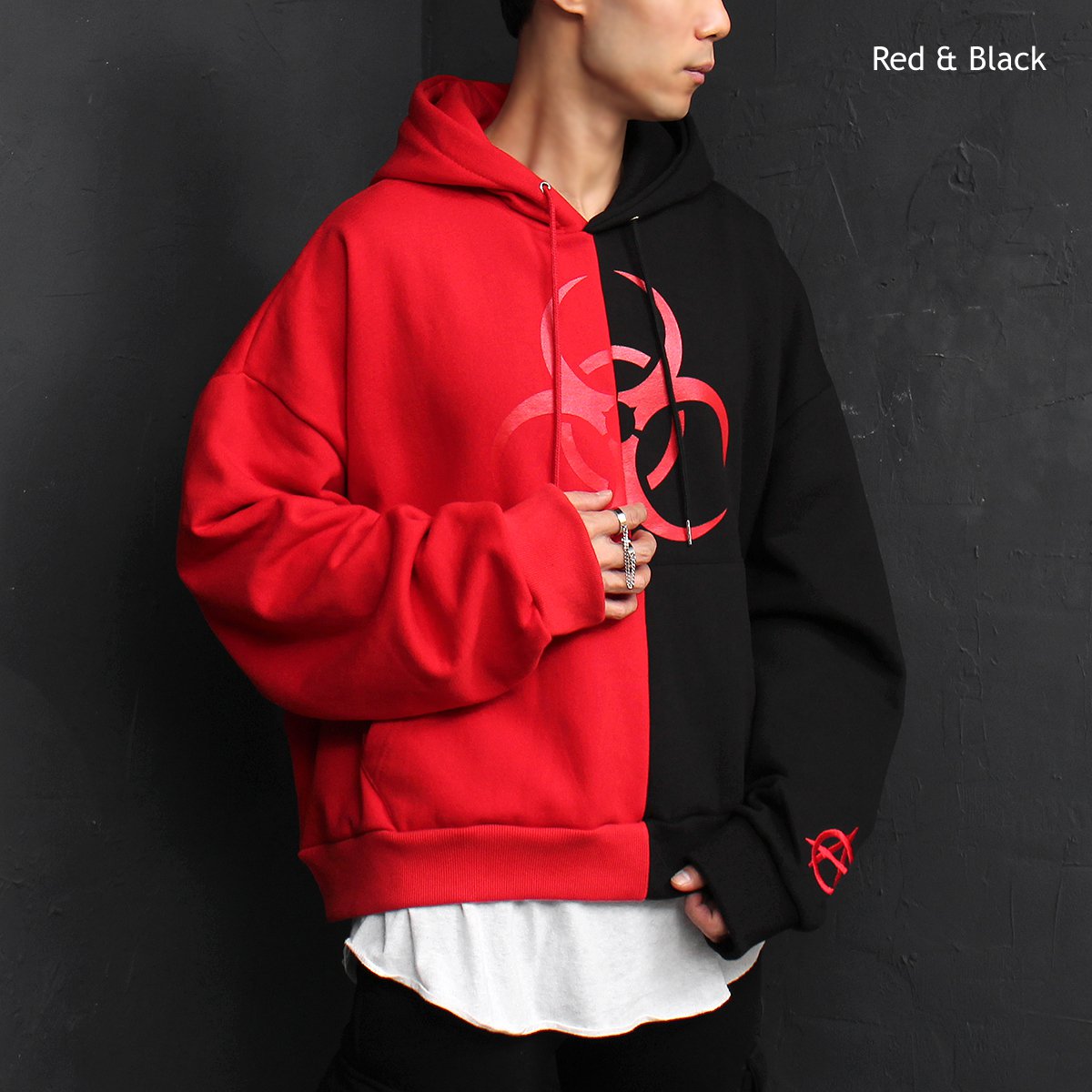 half colour hoodie