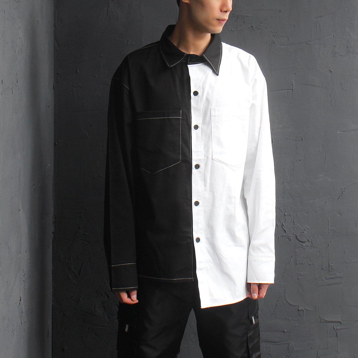 black and white button up shirt mens