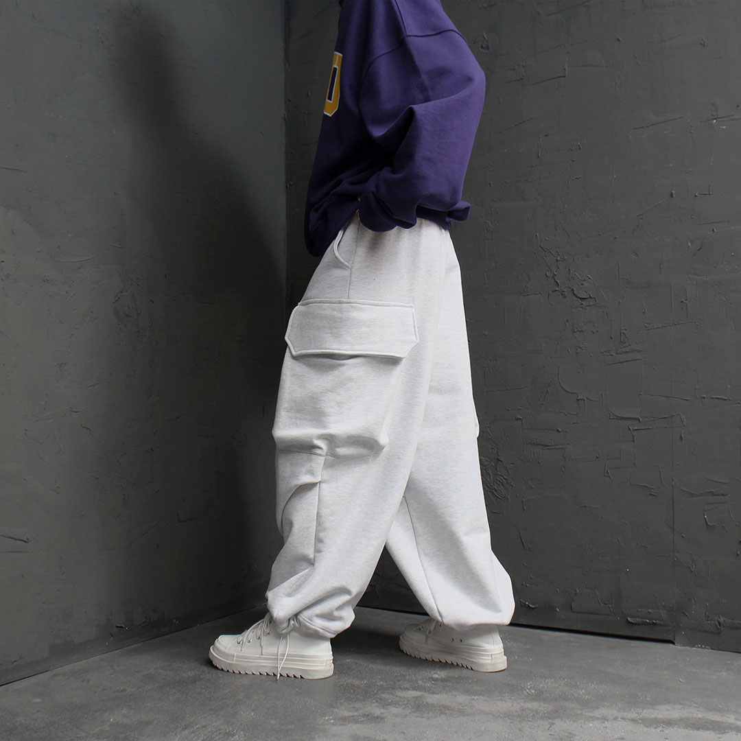 Wide Balloon Sweatpants White Melange - annot